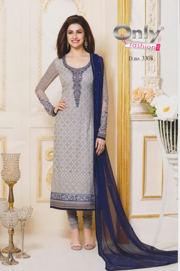 Navratri Special Grey Dress Material by Only Fashion